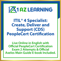 ITIL® 4 Specialist: Create, Deliver and Support (CDS) Live Online in English with Official PeopleCert Certification Exam 2 Attempts & Official Axelos Main Guide E-book Included. Course code: ITIL4CDS-L-2