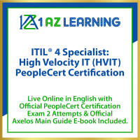 ITIL® 4 Specialist High-velocity IT (HVIT) Live Online in English with Official PeopleCert Certification Exam 2 Attempts & Official Axelos Main Guide E-book Included. Course code: ITIL4HVIT-L-2